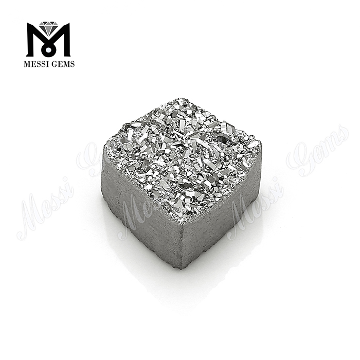 Druzy de plata natural Druzy de ágata plana al por mayor para colgante
