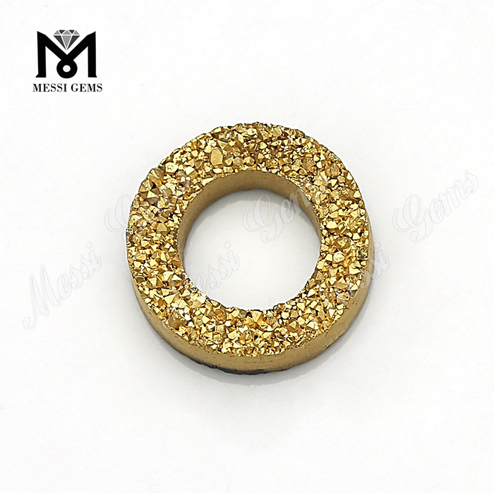Fábrica de Wuzhou Neumático Forma 24K Color oro Piedra natural Druzy
