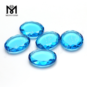Piedra de cristal tallado ventana grande ovalada azul agua