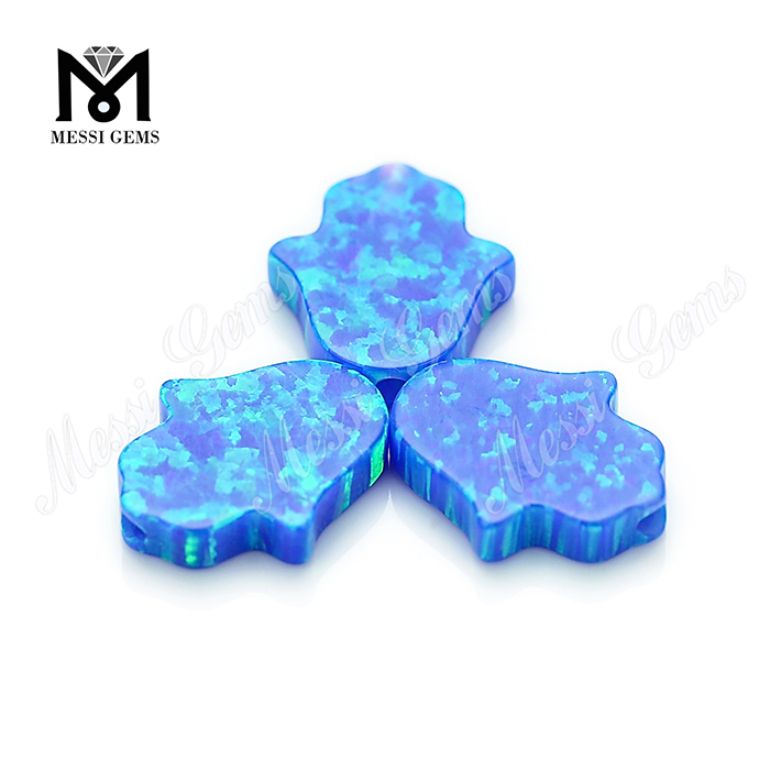 Precio de ópalo de fuego azul Hamsa de ópalo sintético al por mayor