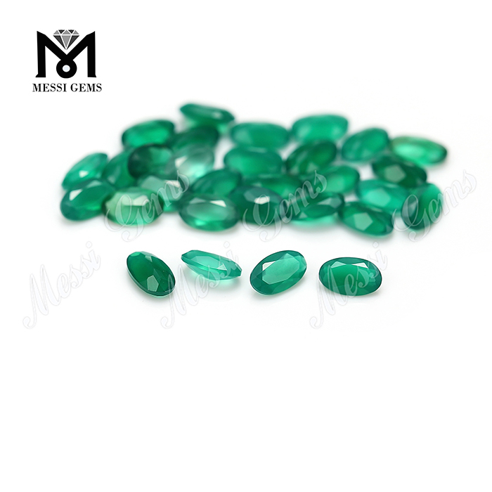 Precio de piedra de ágata verde de piedra preciosa suelta natural de corte ovalado de 3x5 mm