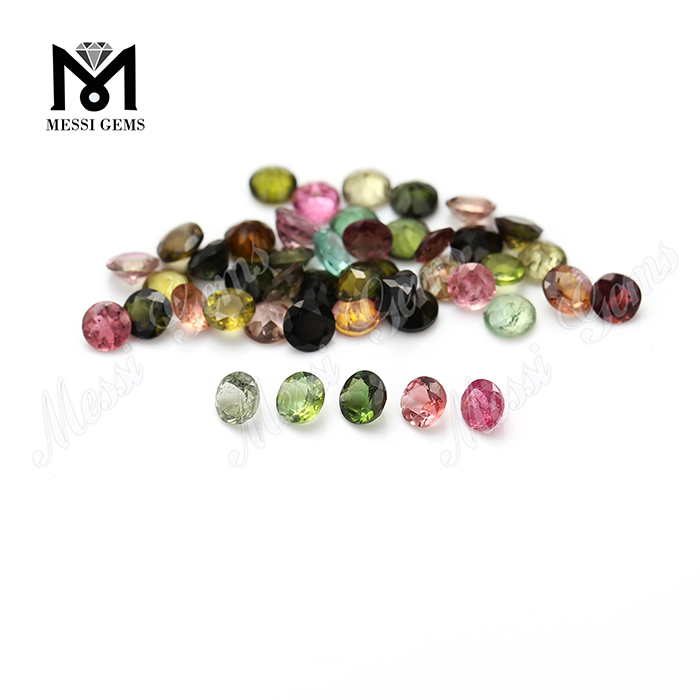 Precio de turmalina natural de corte brillante redondo multicolor