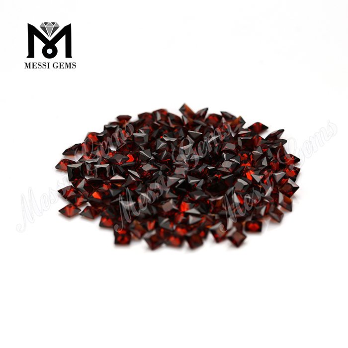 Piedra de granate cuadrada de calidad limpia de Guangzhou 3x3mm Piedra de granate rojo natural
