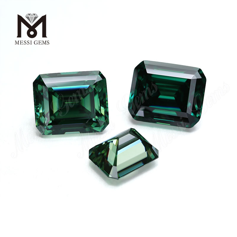 Diamante de moissanita verde Precio de fábrica Piedras preciosas sueltas Octágono Corte esmeralda
