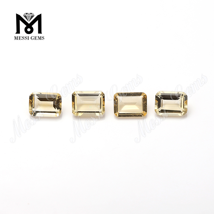 Piedras preciosas naturales de citrino de corte esmeralda de 6x8 mm, piedras de cuarzo sueltas