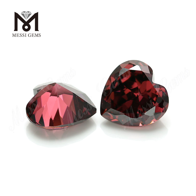 Fábrica de Wuzhou, gemas sueltas de alta calidad, corazón de zirconia cúbica de 6mm, Rodolita