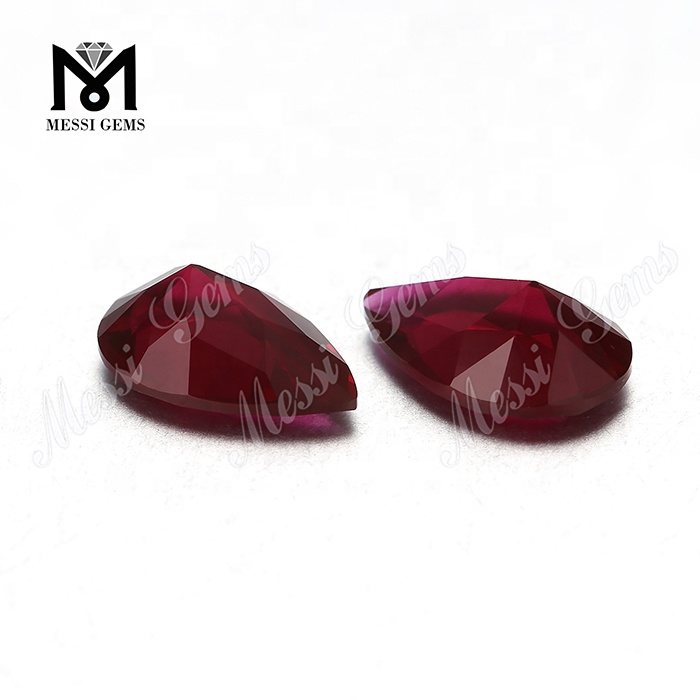 Suelta 8 * 12 mm Corte de pera Color rojo rubí Piedras nano sueltas
