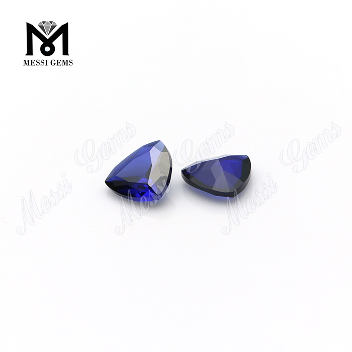 Corindón azul zafiro cultivado en laboratorio de 8,0 mm de corte triangular # 34