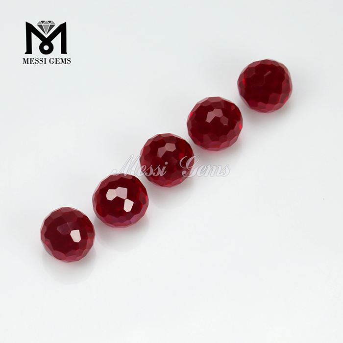 Venta al por mayor de corindón facetado sintético suelto 5 # piedra preciosa de cuentas de rubí rojo