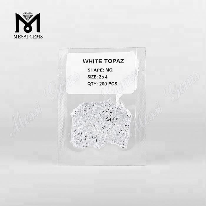 Precios de piedra topacio blanco natural al por mayor de 2*4mm para joyería