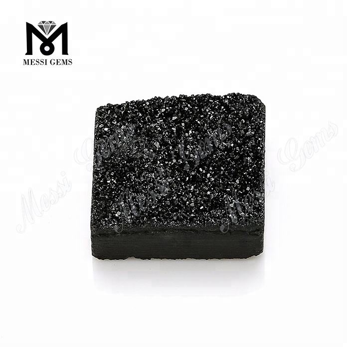 Druzy Stone Black Square Shape 12x12mm Natural Druzy para joyería