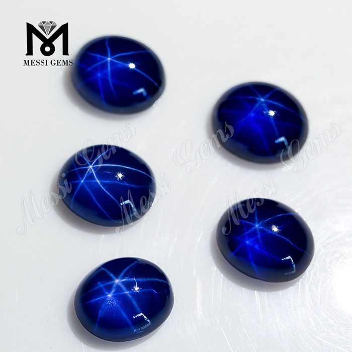 Zafiro Sintético 6x8mm Cabujón Oval Zafiro Estrella Azul