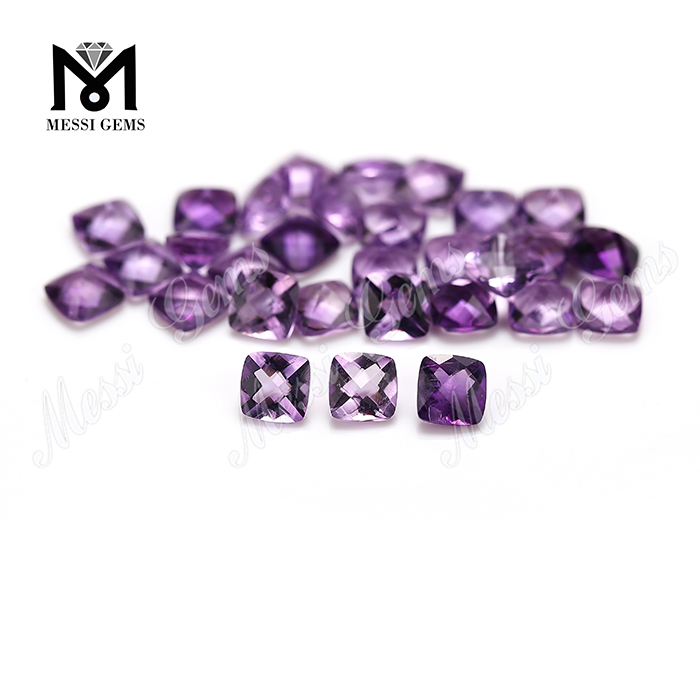Precio de piedra de amatista con forma de cojín facetado de piedras preciosas naturales de fábrica