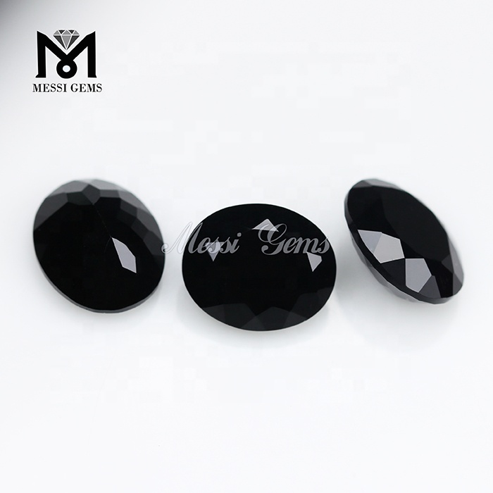 Gemas de piedra de cristal de color negro de corte ovalado de China de 7x9 mm