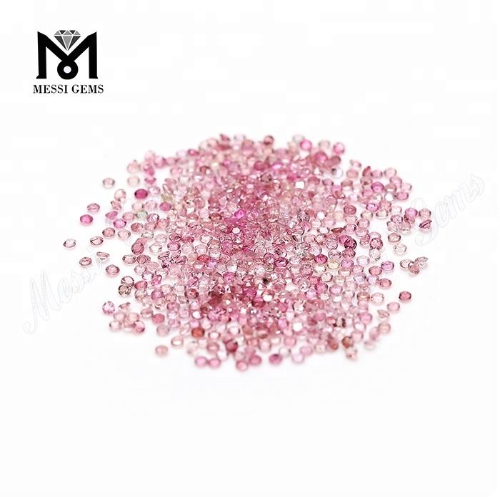 Piedras preciosas de turmalina de calcedonia rosa natural de forma redonda suelta de 1,4 mm