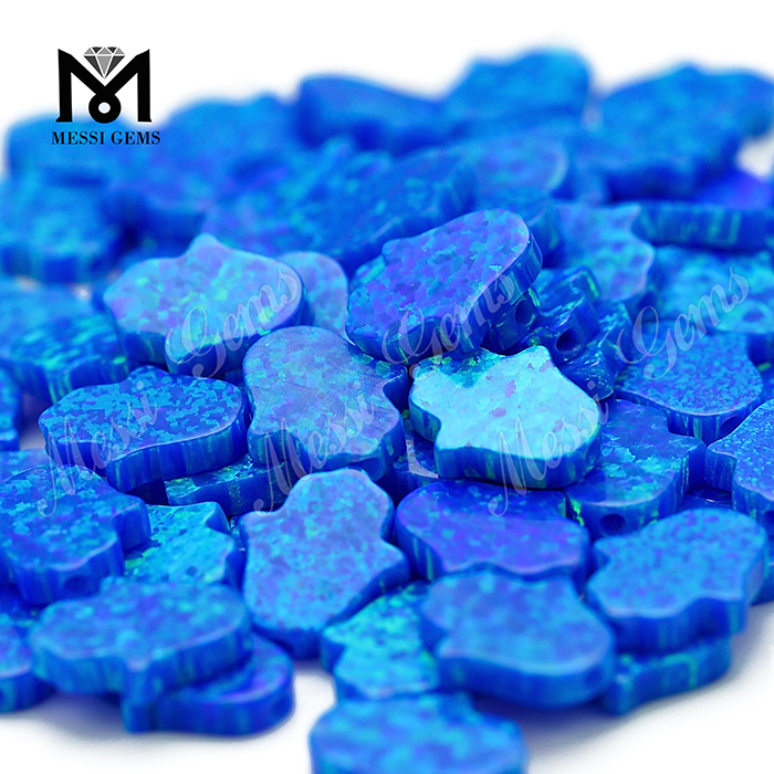 Precio de ópalo de fuego azul Hamsa de ópalo sintético al por mayor