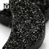 Piedra de moda de ágata druzy negra con forma de luna para colgante