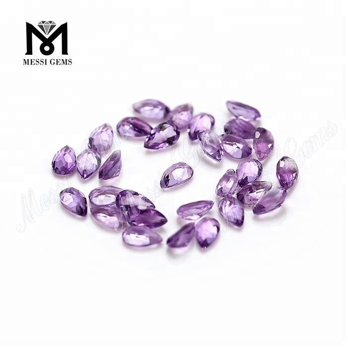 Precio de fábrica, piedra de amatista natural suelta cortada en pera de 3x5mm, precio