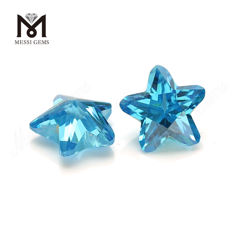wuzhou 7x7mm en forma de estrella aqua blue cz piedras sueltas