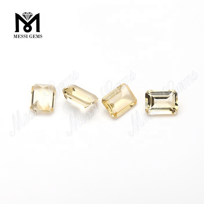 Piedras preciosas naturales de citrino de corte esmeralda de 6x8 mm, piedras de cuarzo sueltas