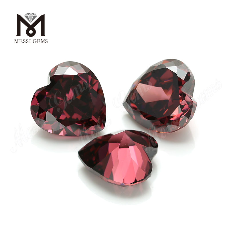 Fábrica de Wuzhou, gemas sueltas de alta calidad, corazón de zirconia cúbica de 6mm, Rodolita