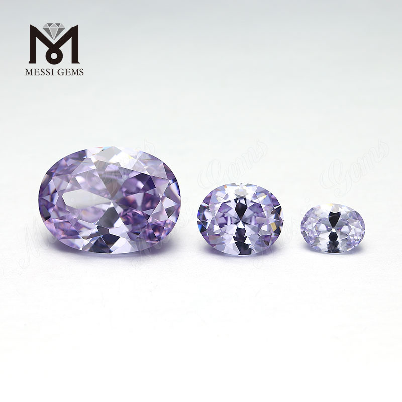 grandes piedras sueltas facetadas de corte ovalado color lavanda zirconia cúbica cz