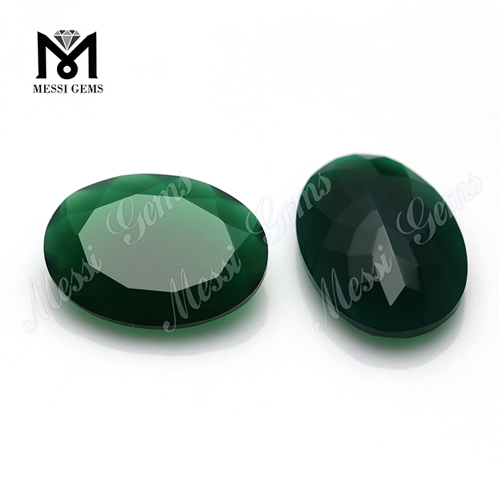 Precio de venta caliente Cuentas de ágata Piedra preciosa de corte ovalado Piedra de ágata verde de Brasil