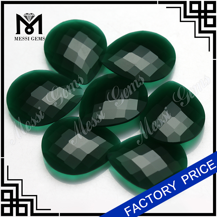 Venta al por mayor de piedra de jade natural Jade verde facetado de pera para joyería de anillo