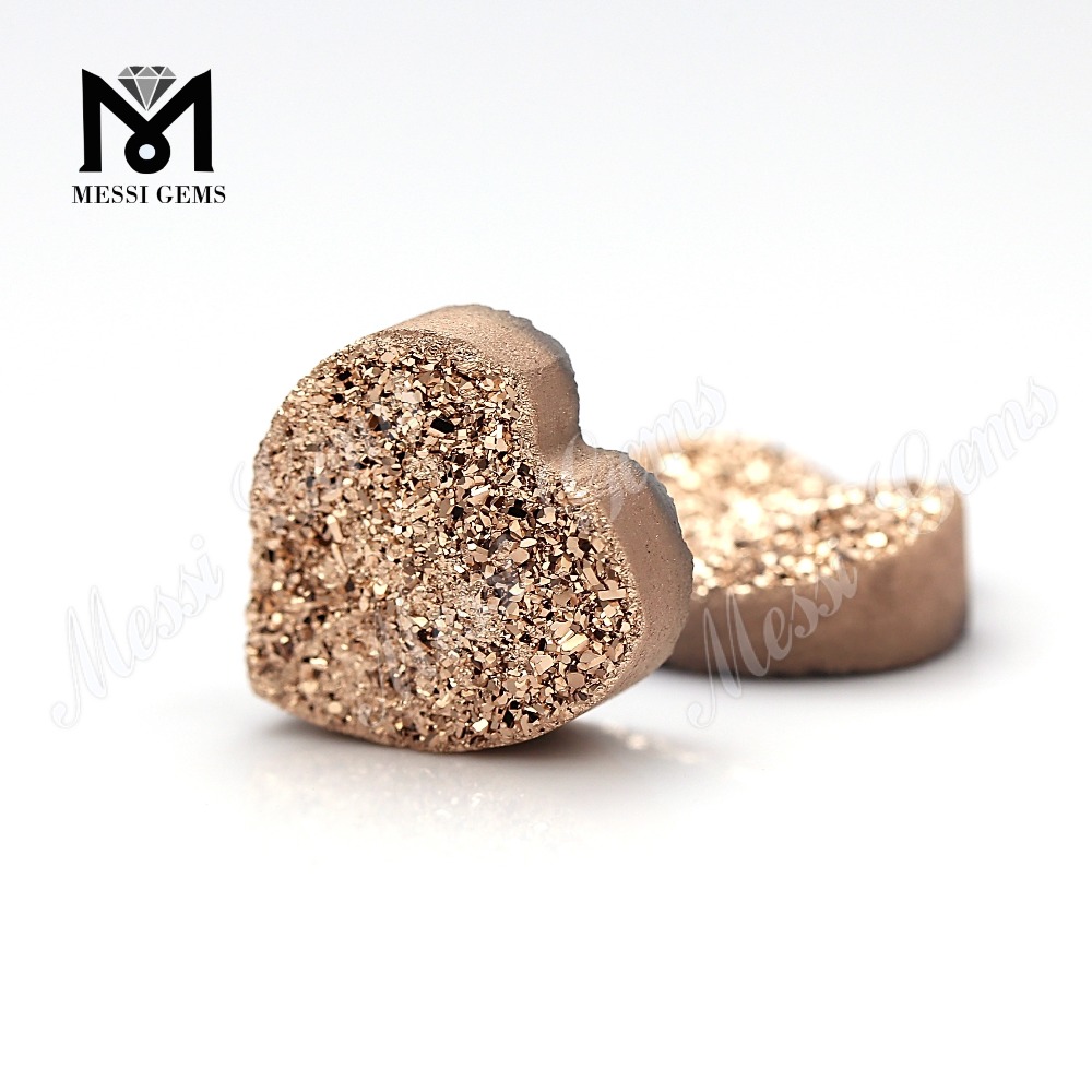 formas de corazón pulir piedras de ágata drusa drusa de oro rosa