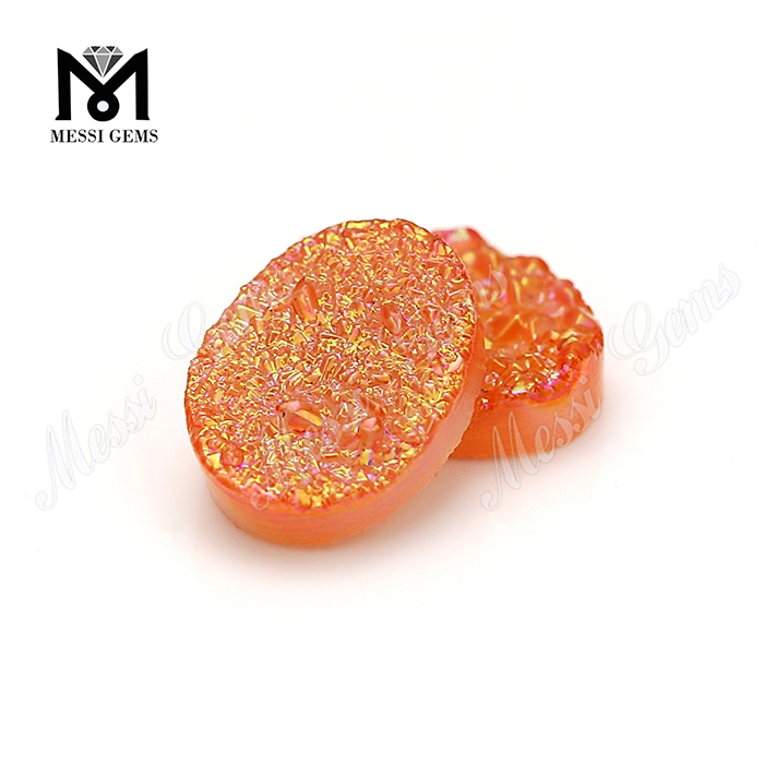 Piedras preciosas de ágata drusa natural de color naranja de forma ovalada