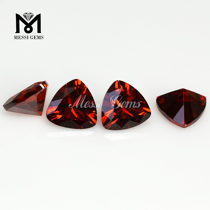 12 x 12 mm Piedra de circonita cúbica color granate talla trillón