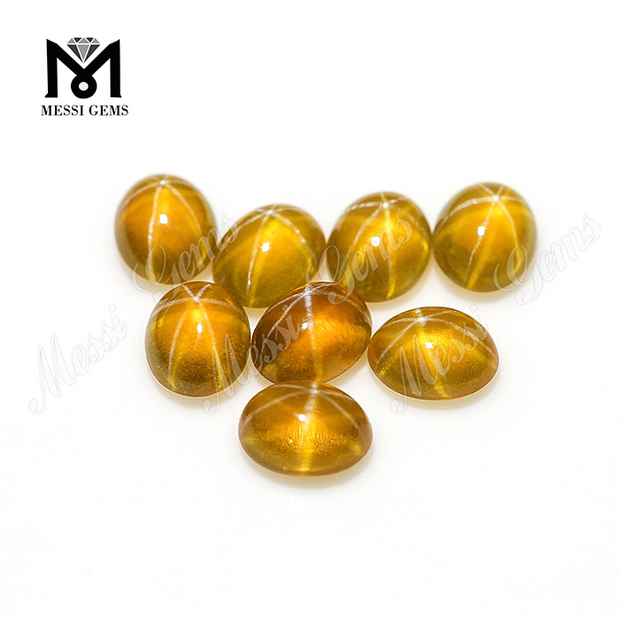 Zafiro creado en laboratorio Cabujón ovalado 7x9 mm Zafiro estrella amarillo