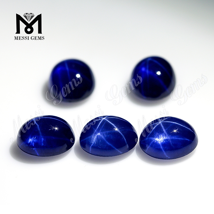 Zafiro de estrella azul de piedra preciosa de zafiro de forma ovalada de 7x9 mm para anillo