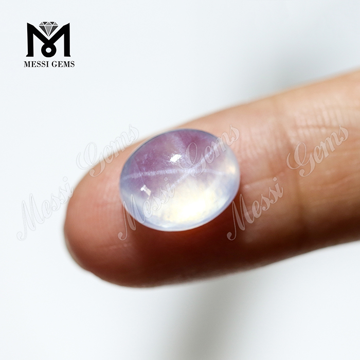 Zafiro estrella blanco sintético creado en laboratorio con cabujón ovalado de 8x10