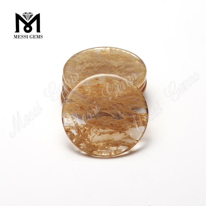 Piedra preciosa de cristal de cuarzo rutilado superior e inferior plana de 30 mm