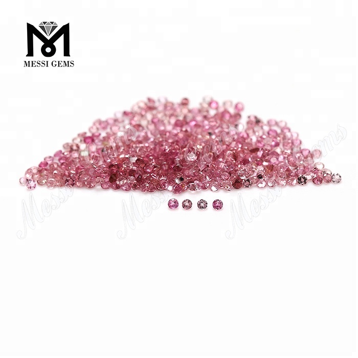 Piedras preciosas de turmalina de calcedonia rosa natural de forma redonda suelta de 1,4 mm