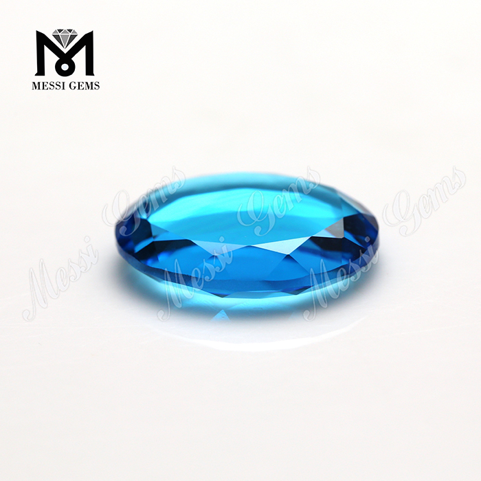 Piedra de cristal tallado ventana grande ovalada azul agua