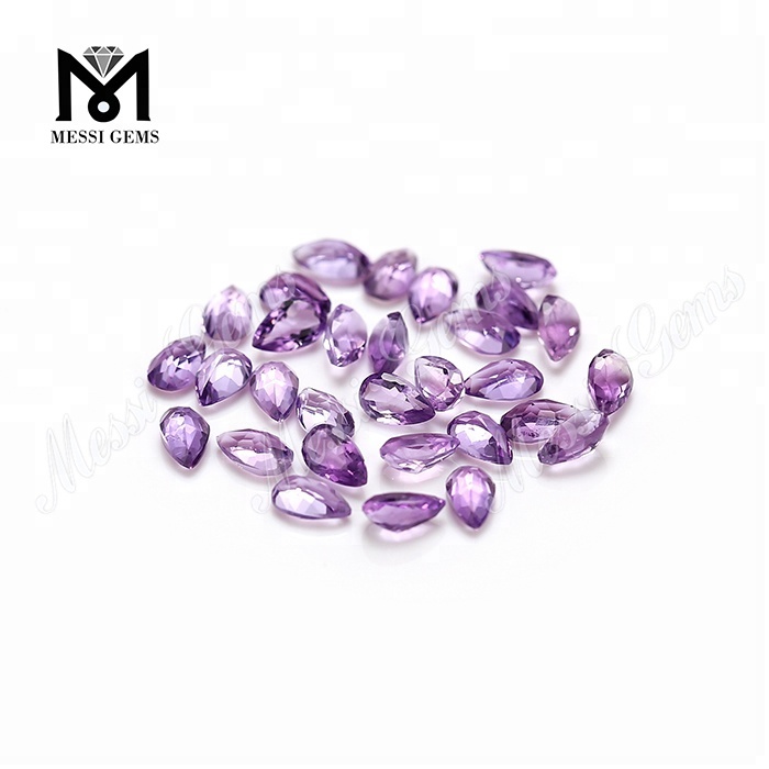 Precio de fábrica, piedra de amatista natural suelta cortada en pera de 3x5mm, precio