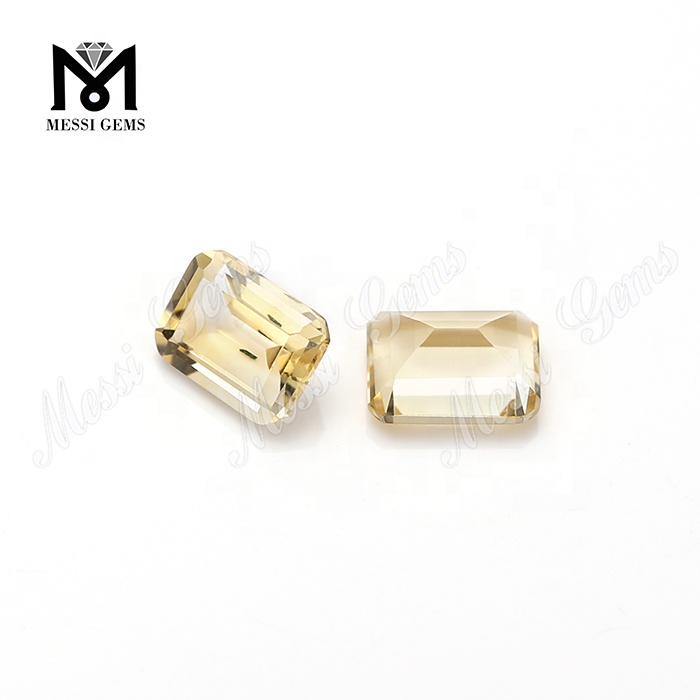 Piedras preciosas naturales de citrino de corte esmeralda de 6x8 mm, piedras de cuarzo sueltas