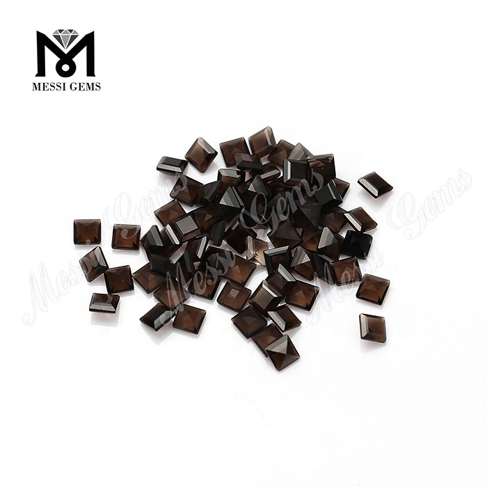 Piedras sueltas de cuarzo ahumado natural de tamaño pequeño de corte princesa de 3x3 mm