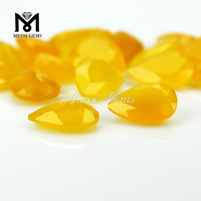 Piedras preciosas de ágata amarilla de 10x14 mm con corte de pera