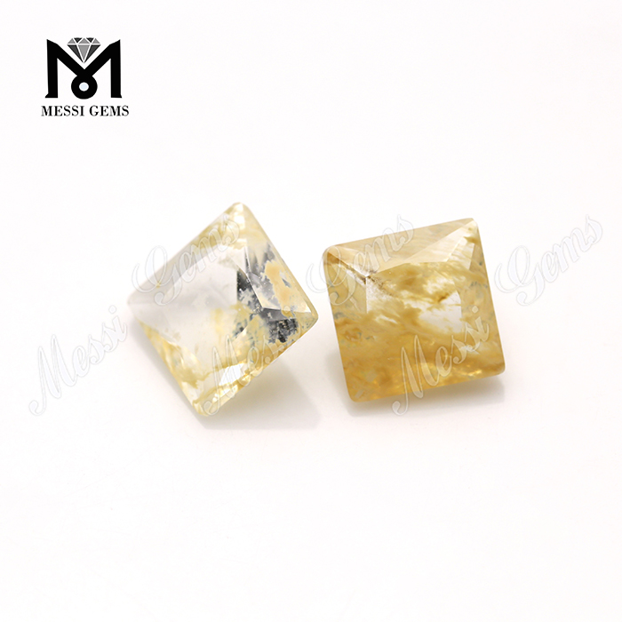 Piedra preciosa de cristal de cuarzo rutilado de corte cuadrado de 9x9MM a precio de fábrica