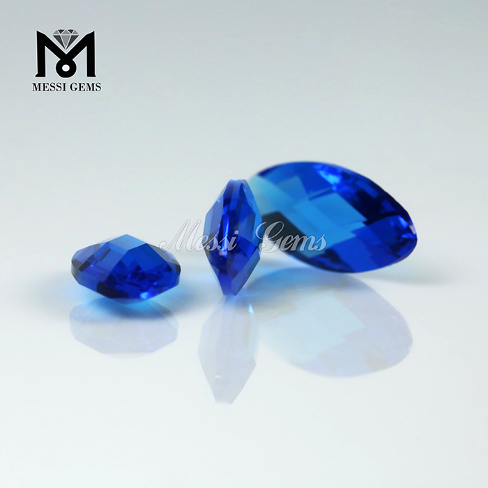 Abalorio de vidrio de topacio azul de 8 x 19 mm de corte marquesa doble Briolette para la fabricación de joyas