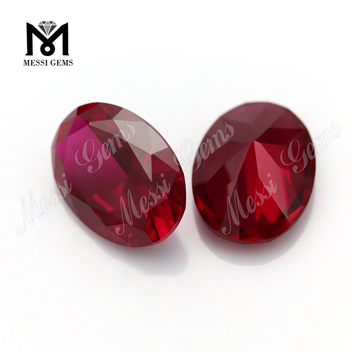Piedras preciosas de rubí rojo cortadas a máquina ovaladas, rubíes artificiales sintéticos para la fabricación de joyas
