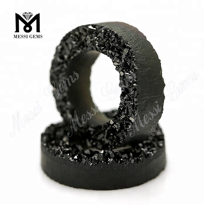 Neumático Forma Druzy Stone Black Natural Agate En Venta