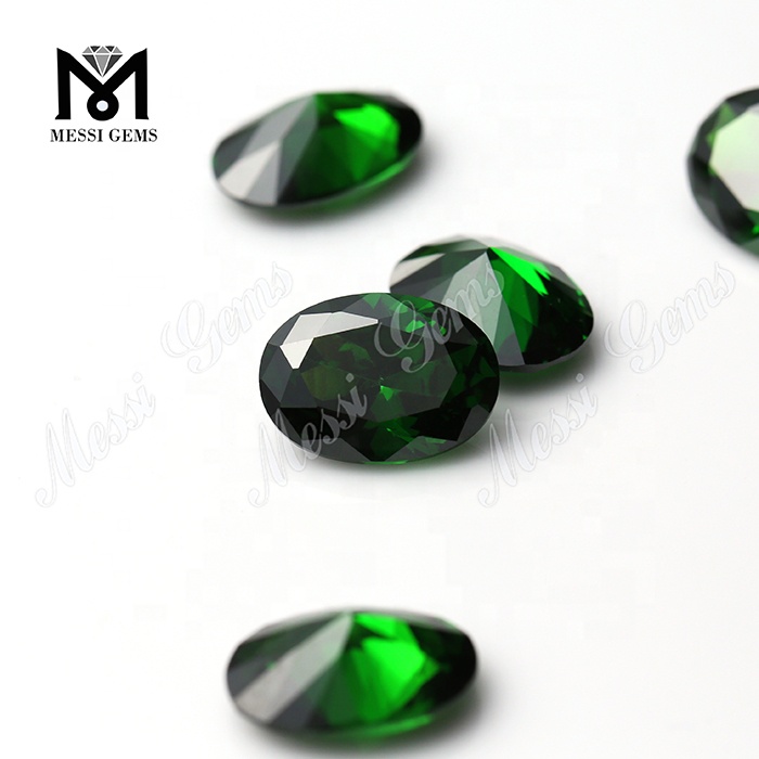 Fábrica de calidad superior Forma ovalada Color verde 13 * 18 mm Cubic Zirconia, Fabricación de joyas