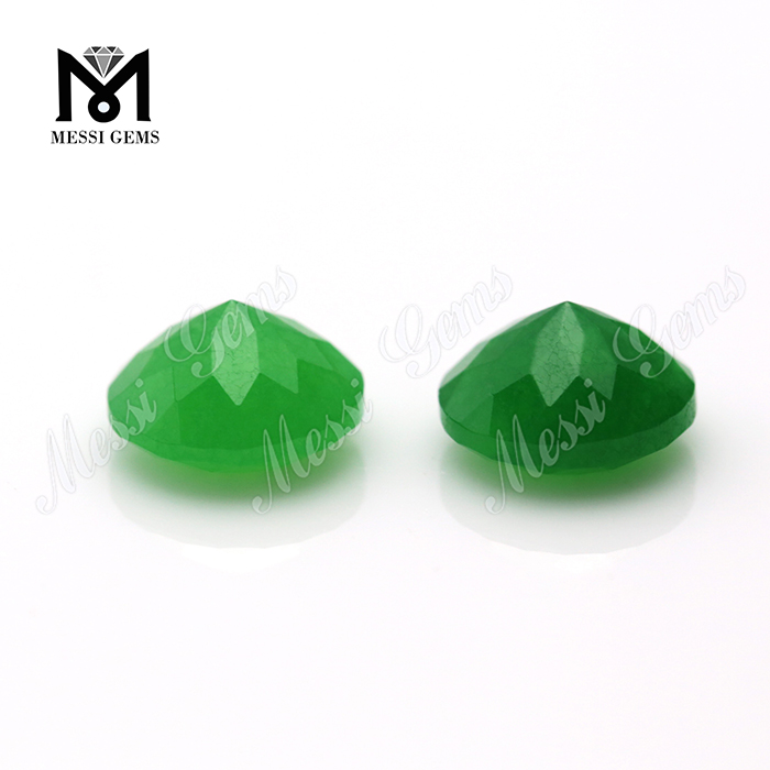 Gemas de jade verde redondas de corte natural de 8,0 mm para engaste de joyas