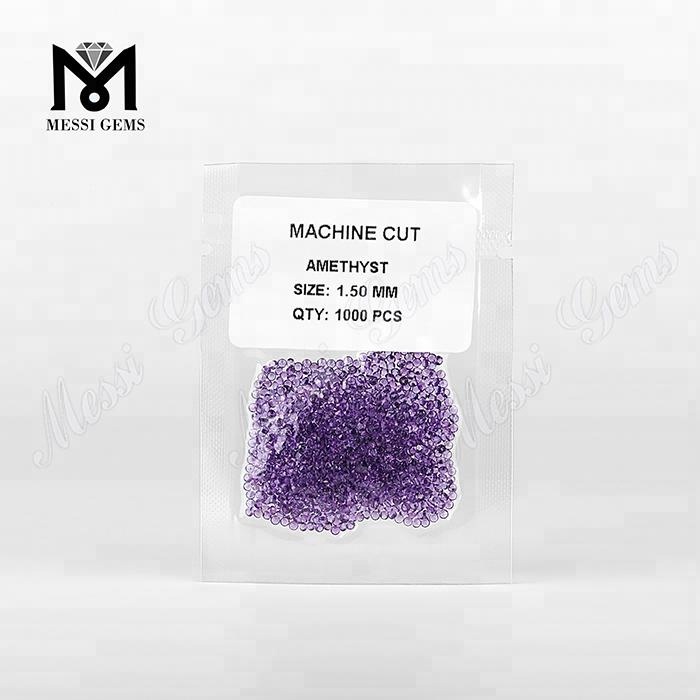 Precio de fábrica en existencia, piedra de amatista natural redonda de 1,5mm