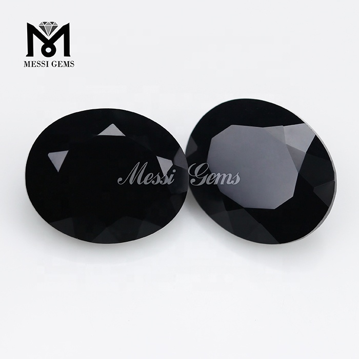 Gemas de piedra de cristal de color negro de corte ovalado de China de 7x9 mm