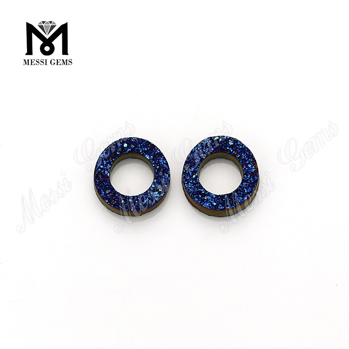 Abalorios Druzy de ágata de piedras preciosas sueltas Piedra Druzy azul de 10 mm